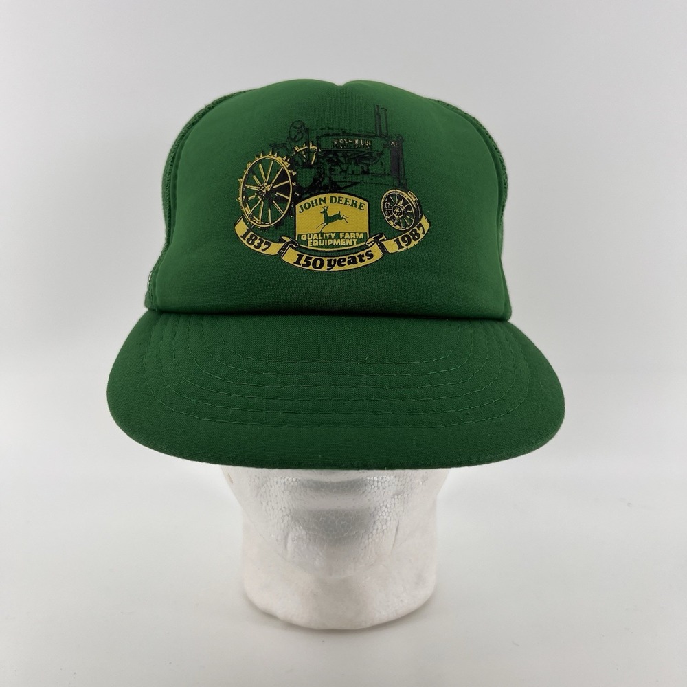 Vintage 1980's John Deere Hat‎ 150 Years 1837-1987 Mesh Trucker Hat Yupoong Snap
